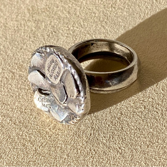 Philippe Audibert Paris Silver Tone Bold Logo Statement Ring - Picture 4 of 8